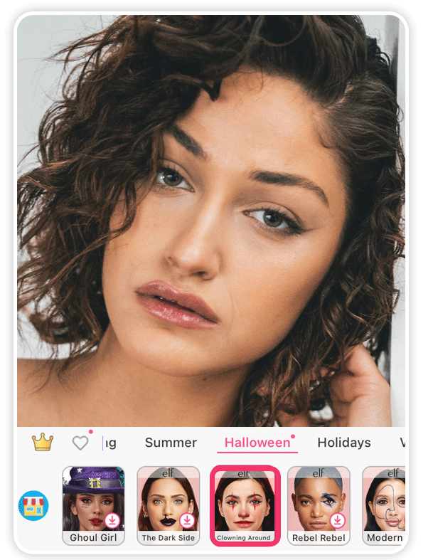 Appli halloween :  filtre photo halloween gratuit avec maquillage halloween clown femme