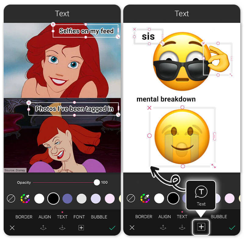Adicione textos nos memes com o YouCam Perfect!