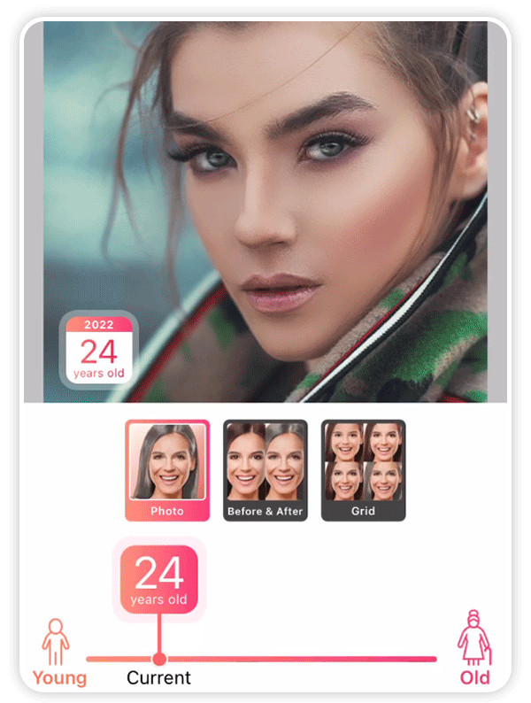 Veja sua progressão de idade no YouCam Makeup