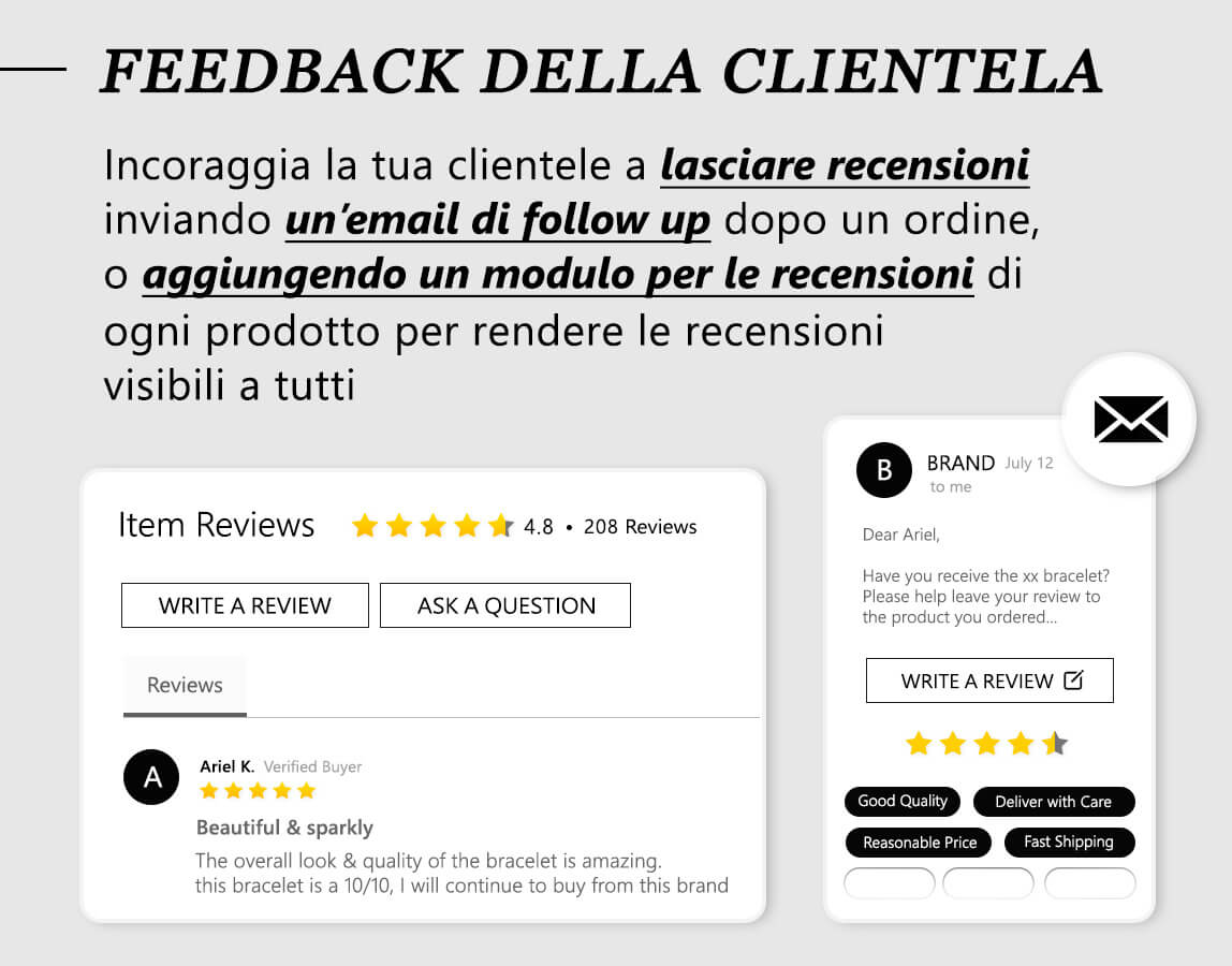 Vendita gioielli online: feedback della clientela