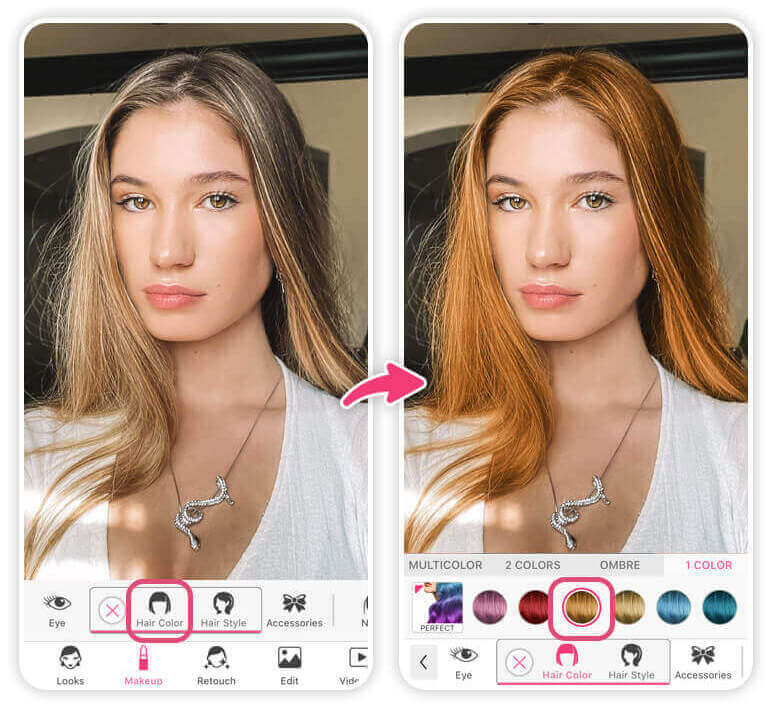 Teste tons loiros no YouCam Makeup