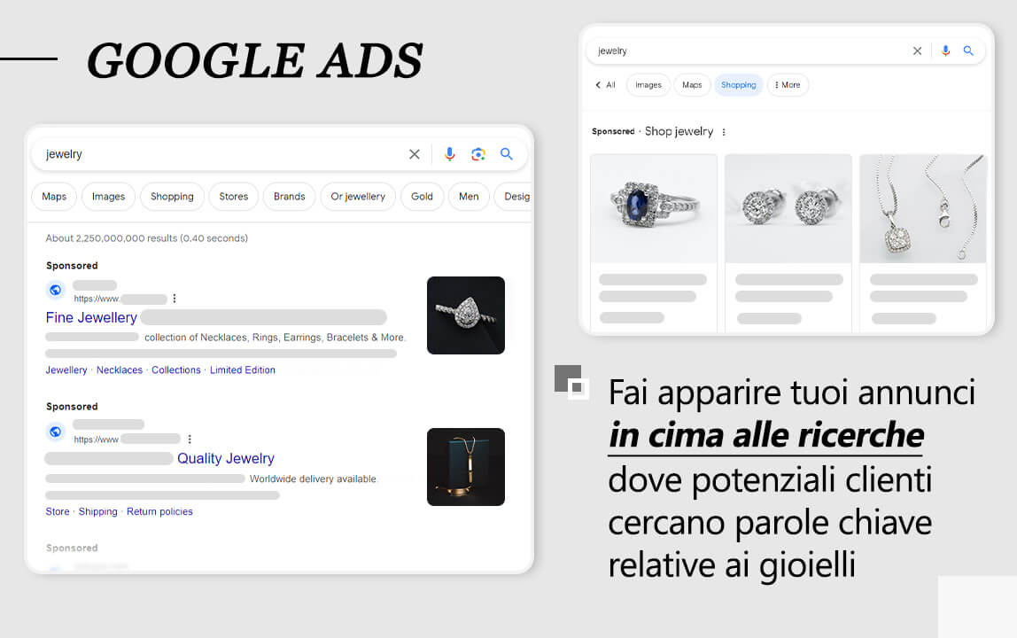 Vendita gioielli online: utilizza google ads