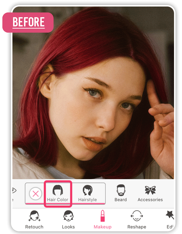 Mude as cores do seu cabelo com o YouCam Makeup