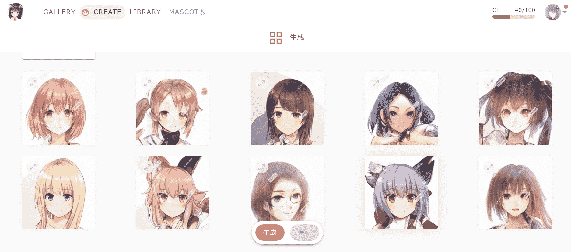 『Crypko.ai』で作成したAIアイコン