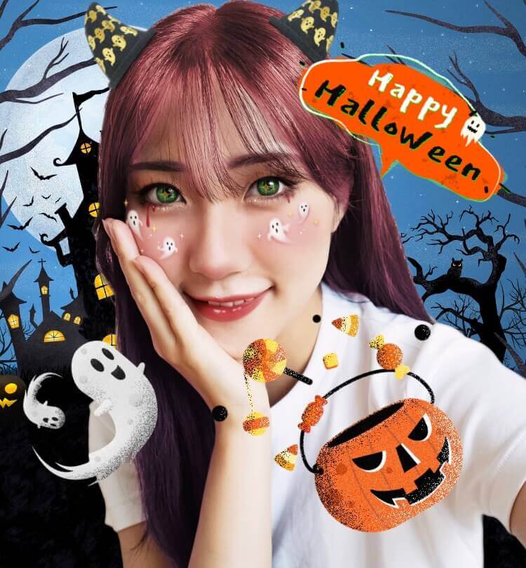 ハロウィンフィルターで加工した写真