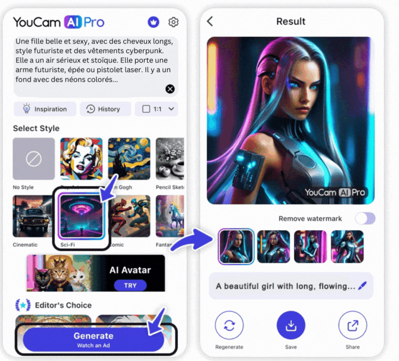 Meilleur générateur d'image gratuit IA Midjourney alternative en 2023 : YouCam AI Pro