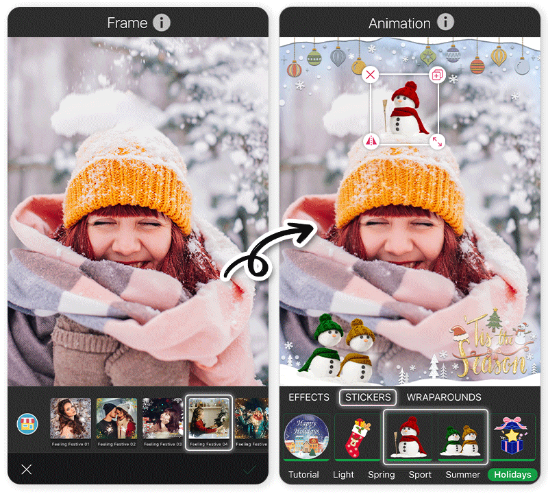 Poner marcos y stickers navideños a fotos
