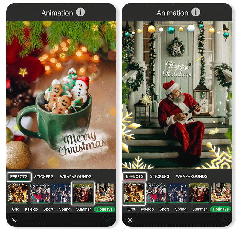 poner stickers navideños en fotos