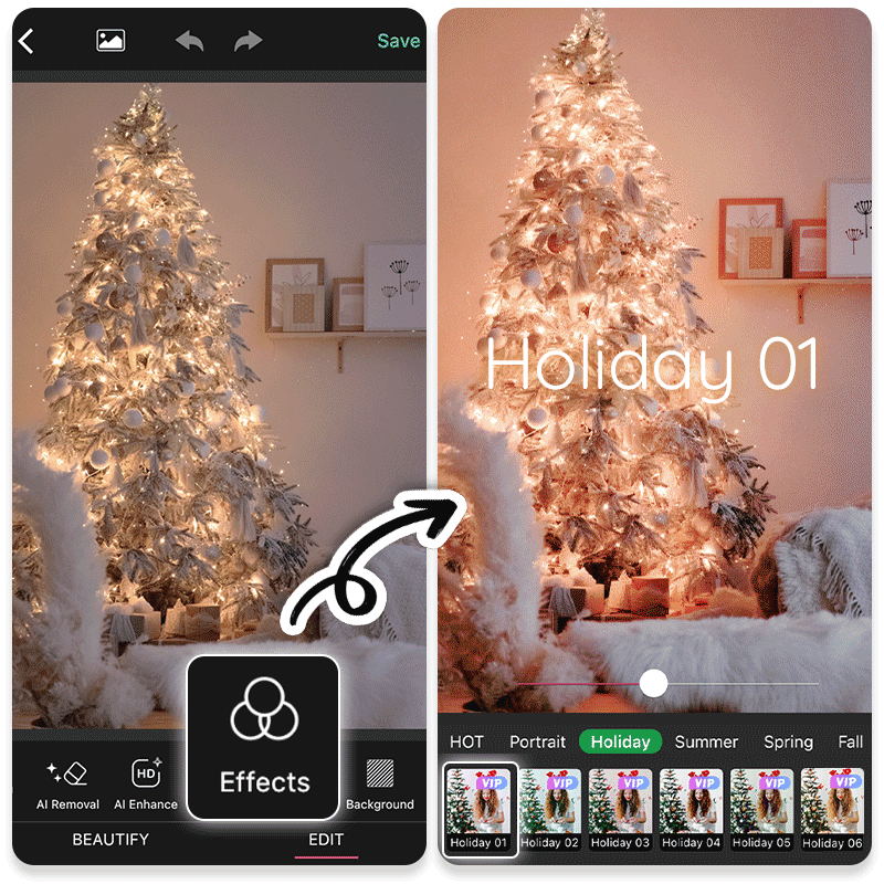 Ajouter filtre photo Noel pour l'ambiance des fêtes