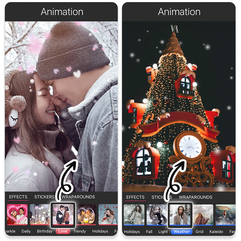 Ajoutez un effet photo neige animé sur photo