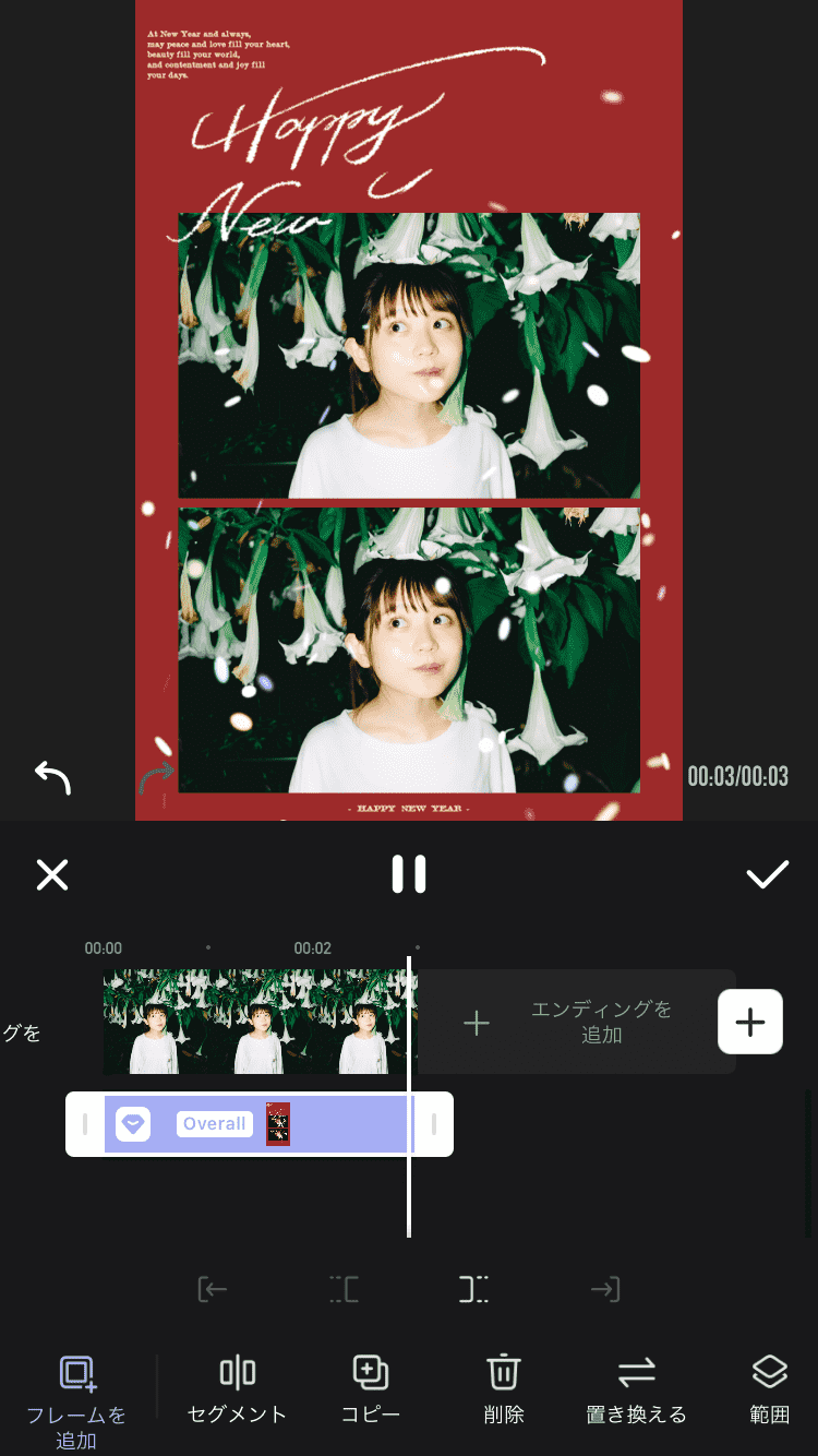 『Meitu』で動く年賀状を作成する様子