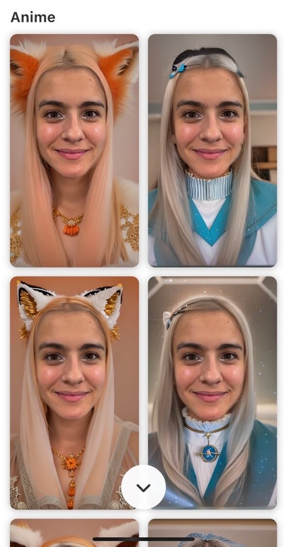 una usuaria probando los outfits anime mediante una app