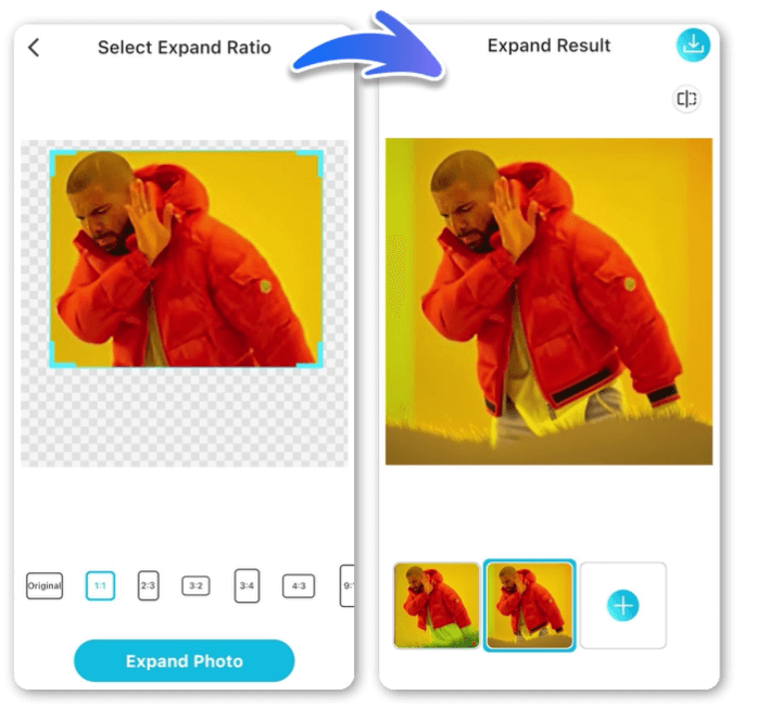 ampliar imagen con IA, deja que IA autocomplete tu foto