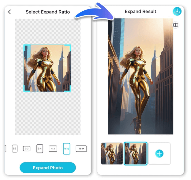 ampliar imagen con IA, deja que IA autocomplete tu foto