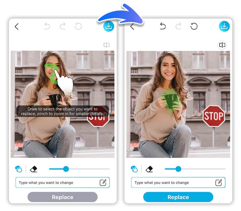 Pincele os objetos ou área que você deseja substituir