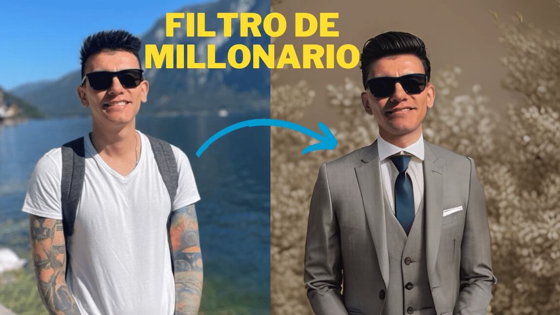Antes y después de aplicar el filtro de millonario