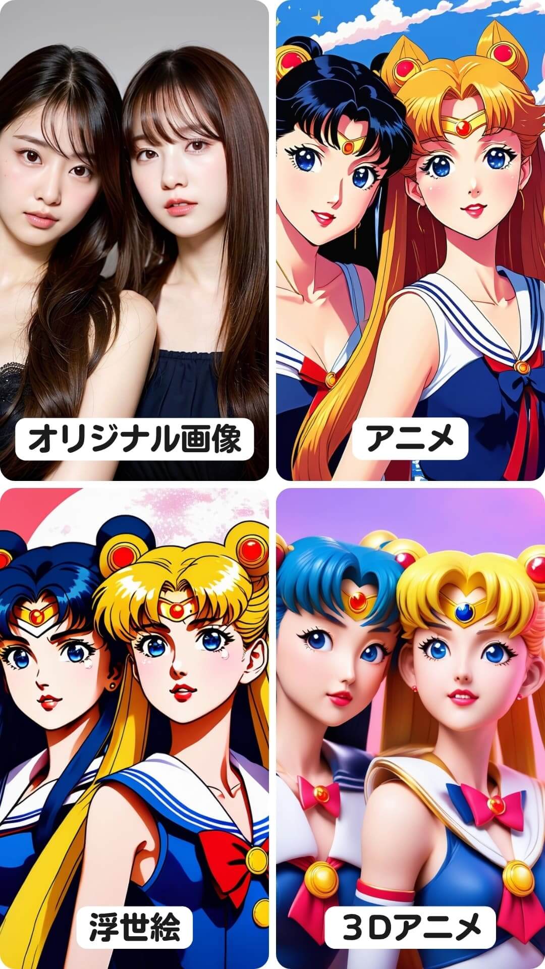 同じ画像の重さで違うスタイル