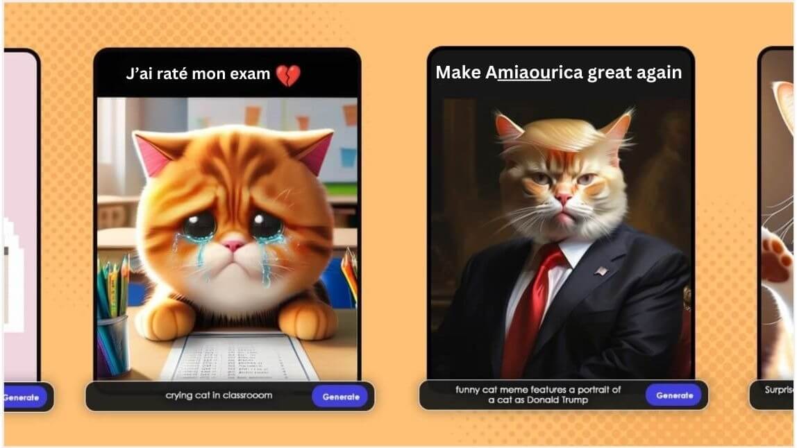Générateur de meme chats marrant IA : créer des memes de chats IA hyper marrants