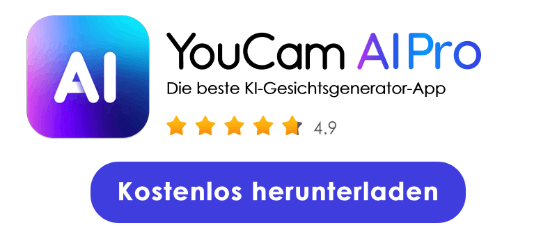 Hole dir die KI-Gesichtergenerator-App von YouCam AI Pro herunter.