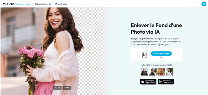 YouCam editeur en ligne : supprimer l'arriere plan d'une image en ligne