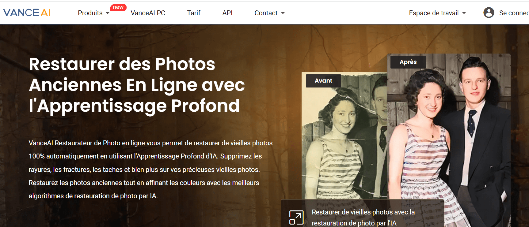 VanceAI : pour restaurer vieille photo gratuitement en ligne