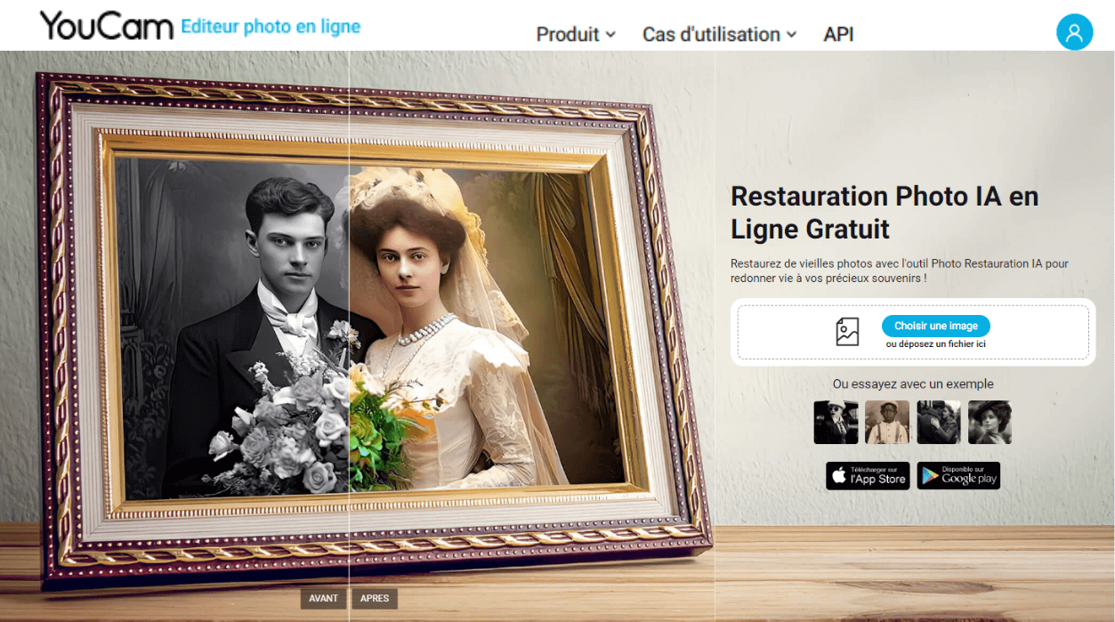 Restaurer vos vieilles photos en ligne avec l'éditeur Youcam Editeur photo en ligne