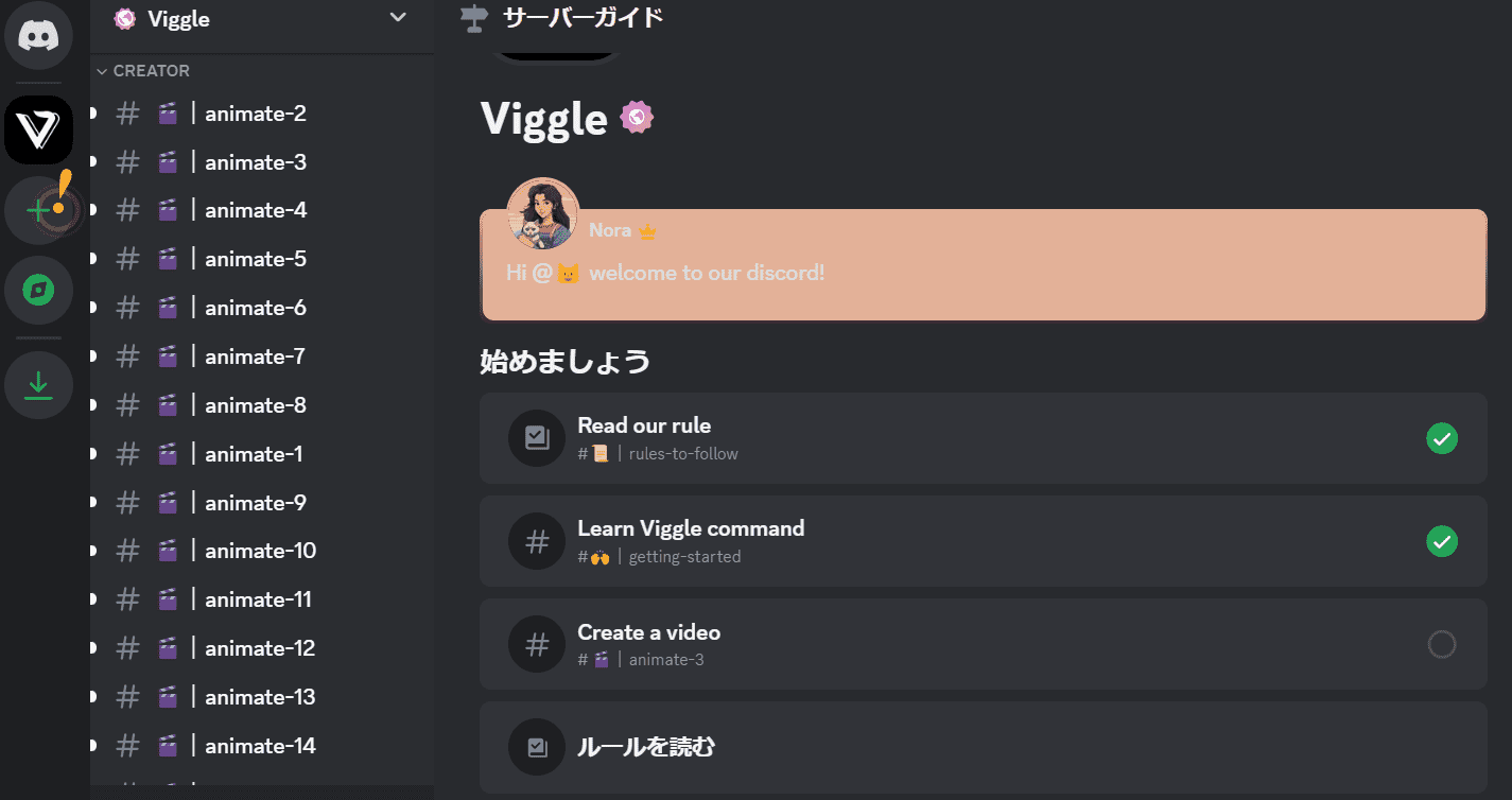 『Viggle AI』サーバーの画面