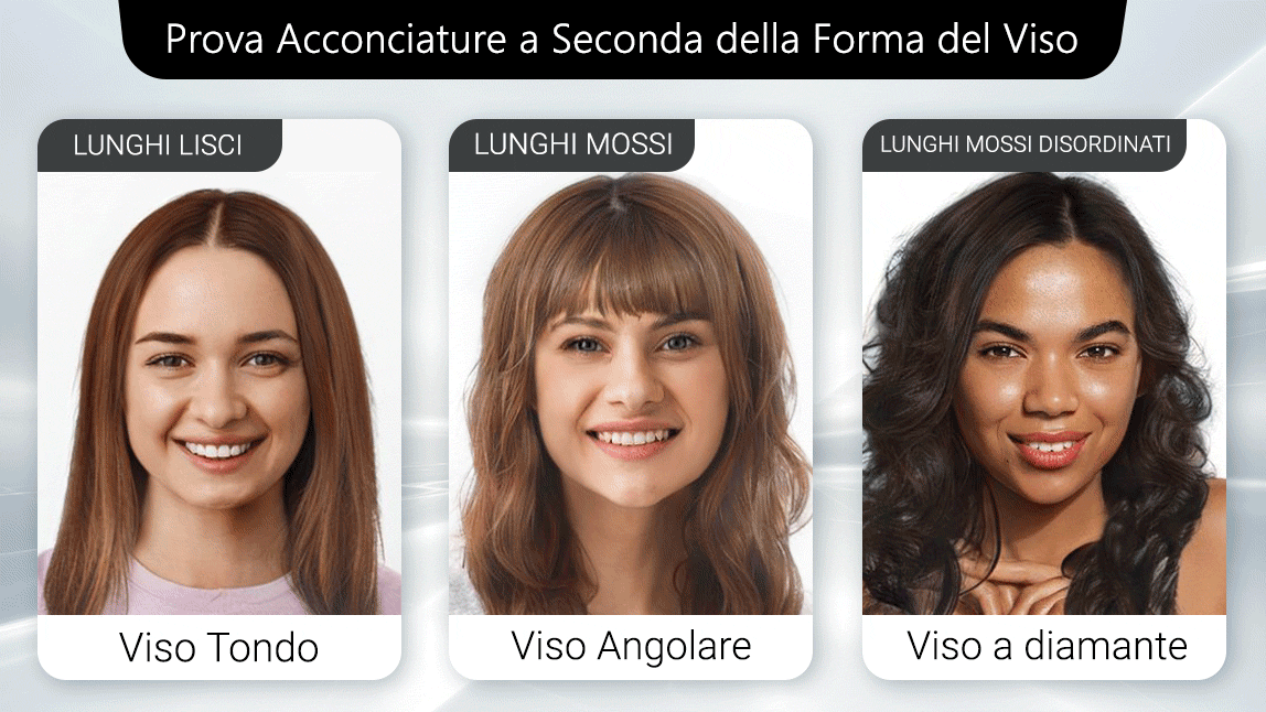 Prova tagli di capelli in base a forme del viso: richiedi una demo gratis