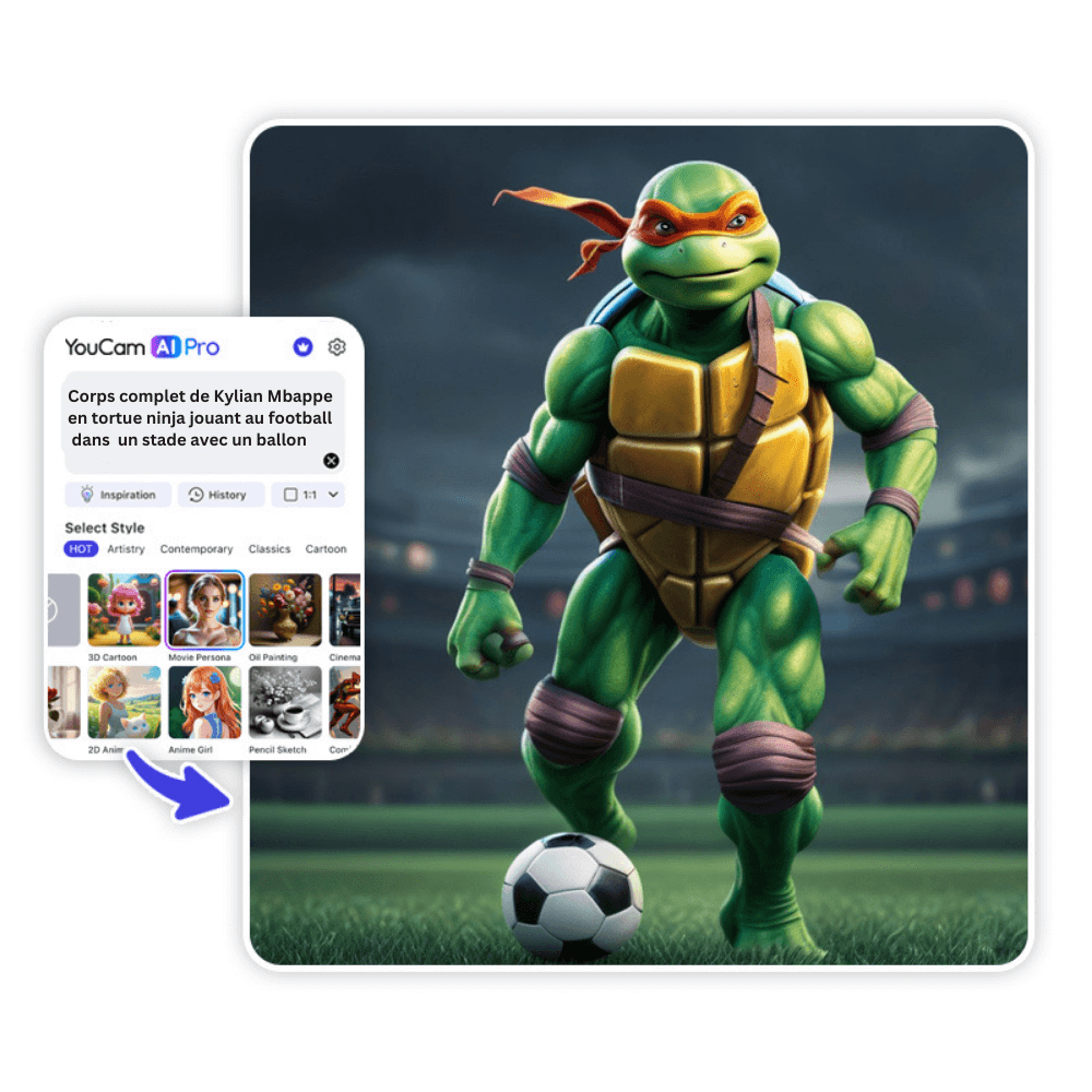Choisis le style de ton meme Mbappe en tortue ninja