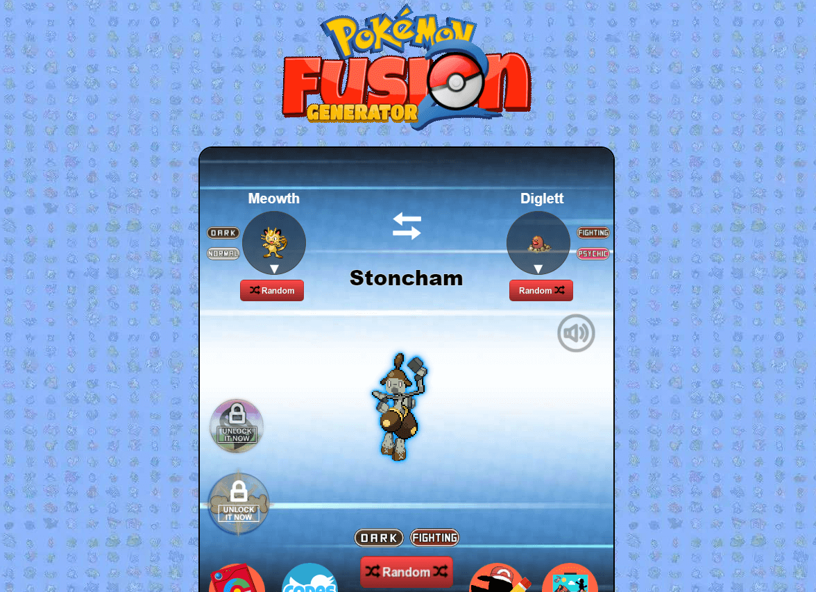 Générateur de pokémon pour fusionner deux pokémons
