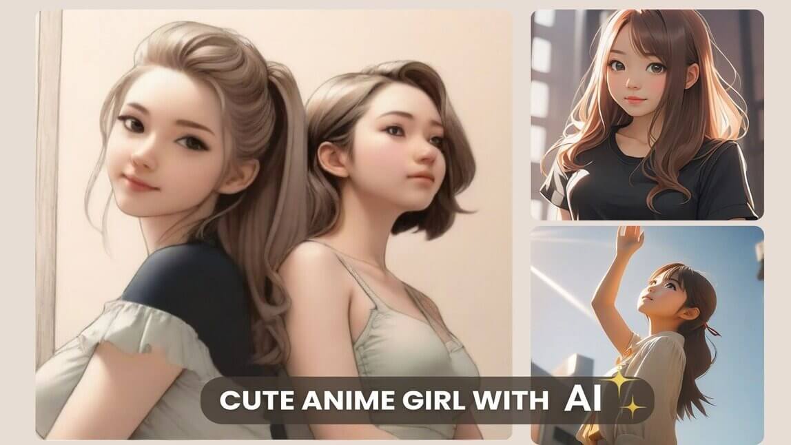 Deux jolies filles animées aux cheveux couleur pastel et aux expressions douces se tenant côte à côte