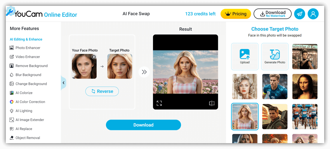 YouCam en Ligne AI Face Swap