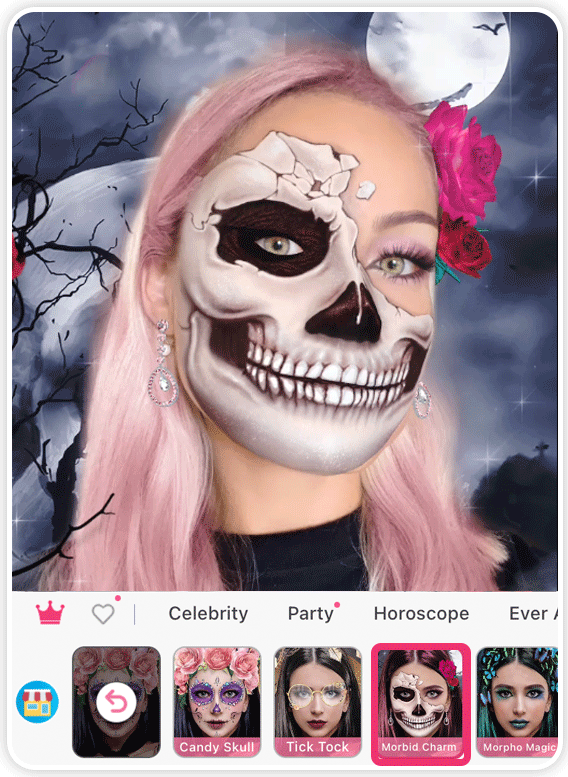 Aplique o filtro de Morbid Charm para o Dia das Bruxas nas suas selfies