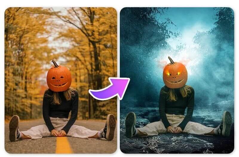 Sfondo Halloween Foresta Nebbiosa