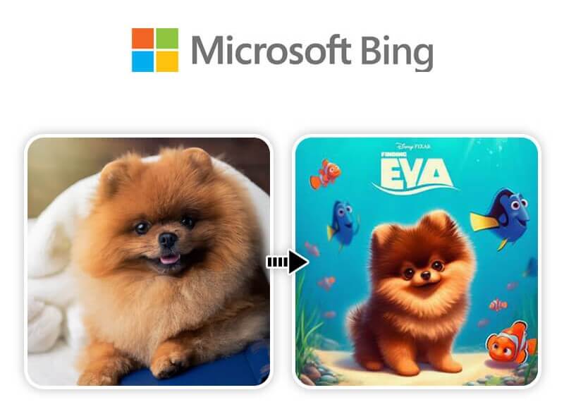 Cachorro e desenho do cachorro IA com Bing