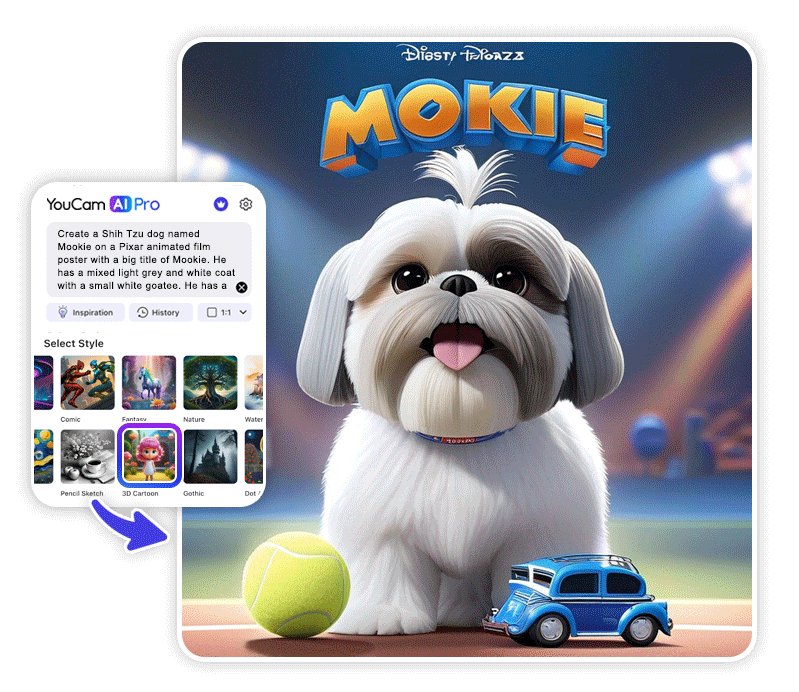 Desenho de cachorros gerados com YouCam AI App