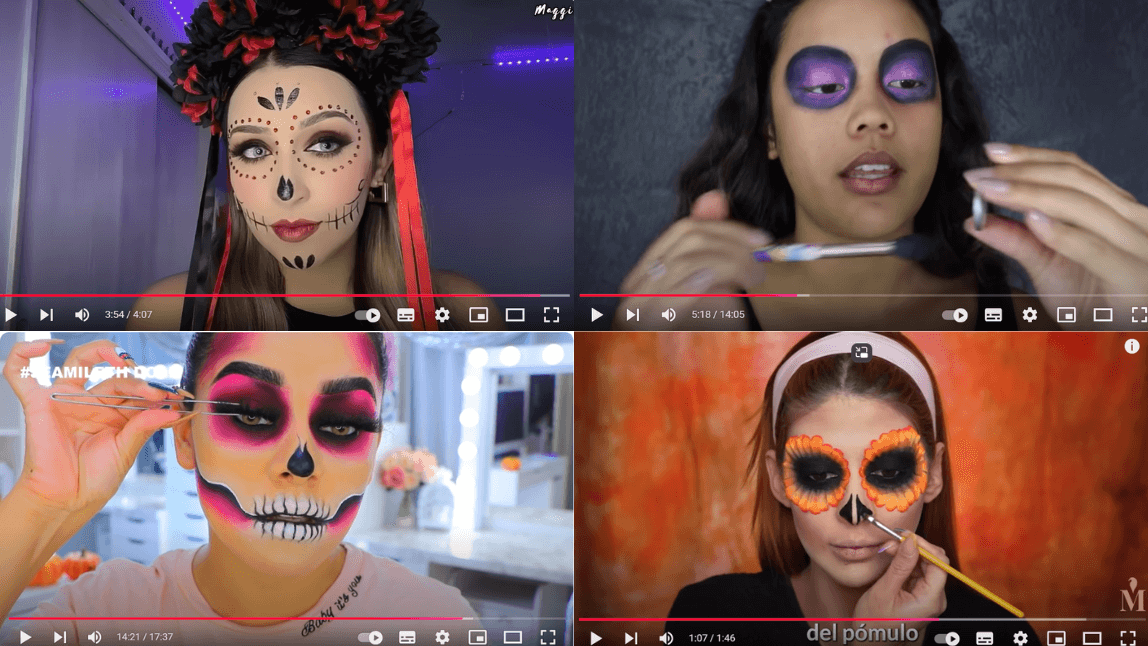 tutoriales para saber como pintarse de Catrina en YouTube