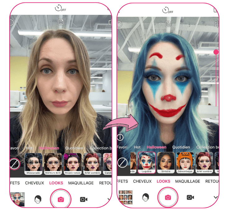 Filtre clown maquillage Joker 2