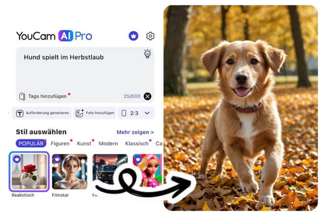 Herbstbilder: Hund spielt im Herbstlaub