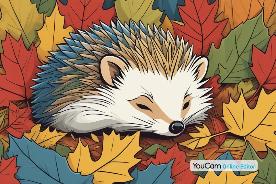 Schlafender Igel im Herbstlaub