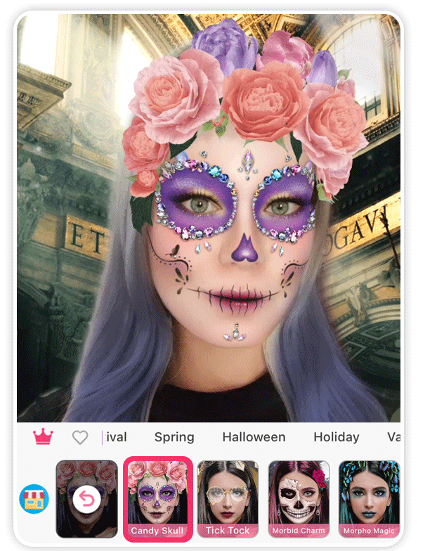Filtre maquillage Halloween : Candy Skull