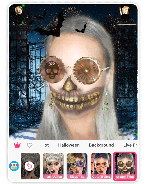 Filtre maquillage Halloween tete de mort