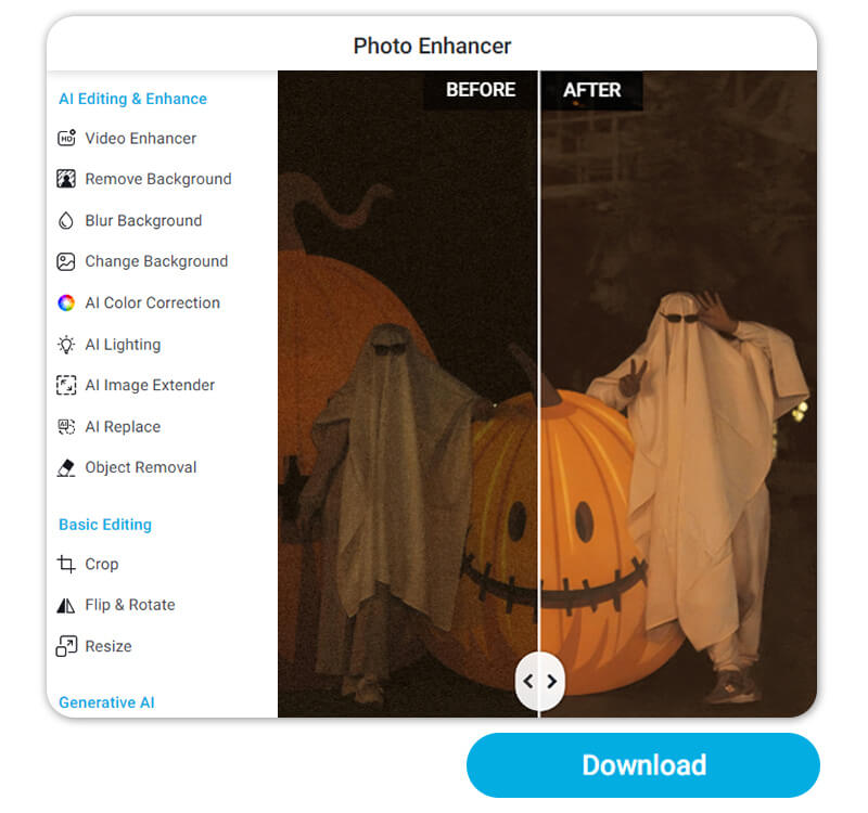 Interface of YouCam Online Editor Photo Enhancer