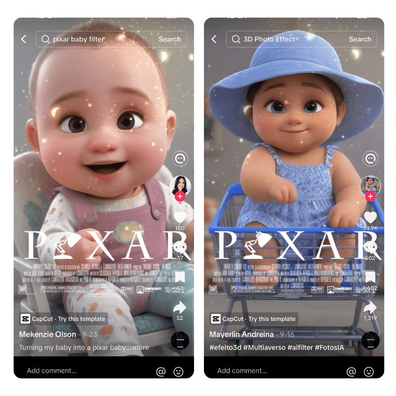 filtro bebe pixar
