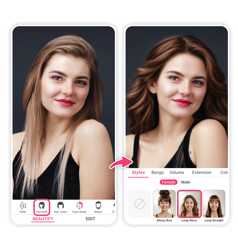 Visage carré : simulateur coiffure IA