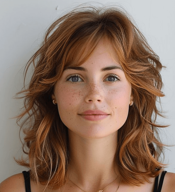 Coiffure visage carré : wolfcut