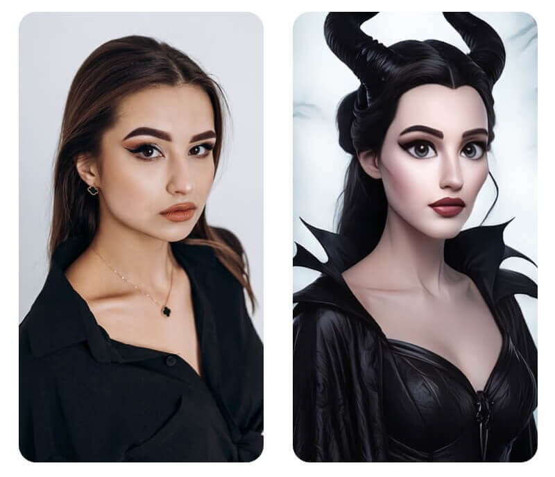 Verwandle dich mit YouCam AI Pro in einen Disney-Bösewicht.