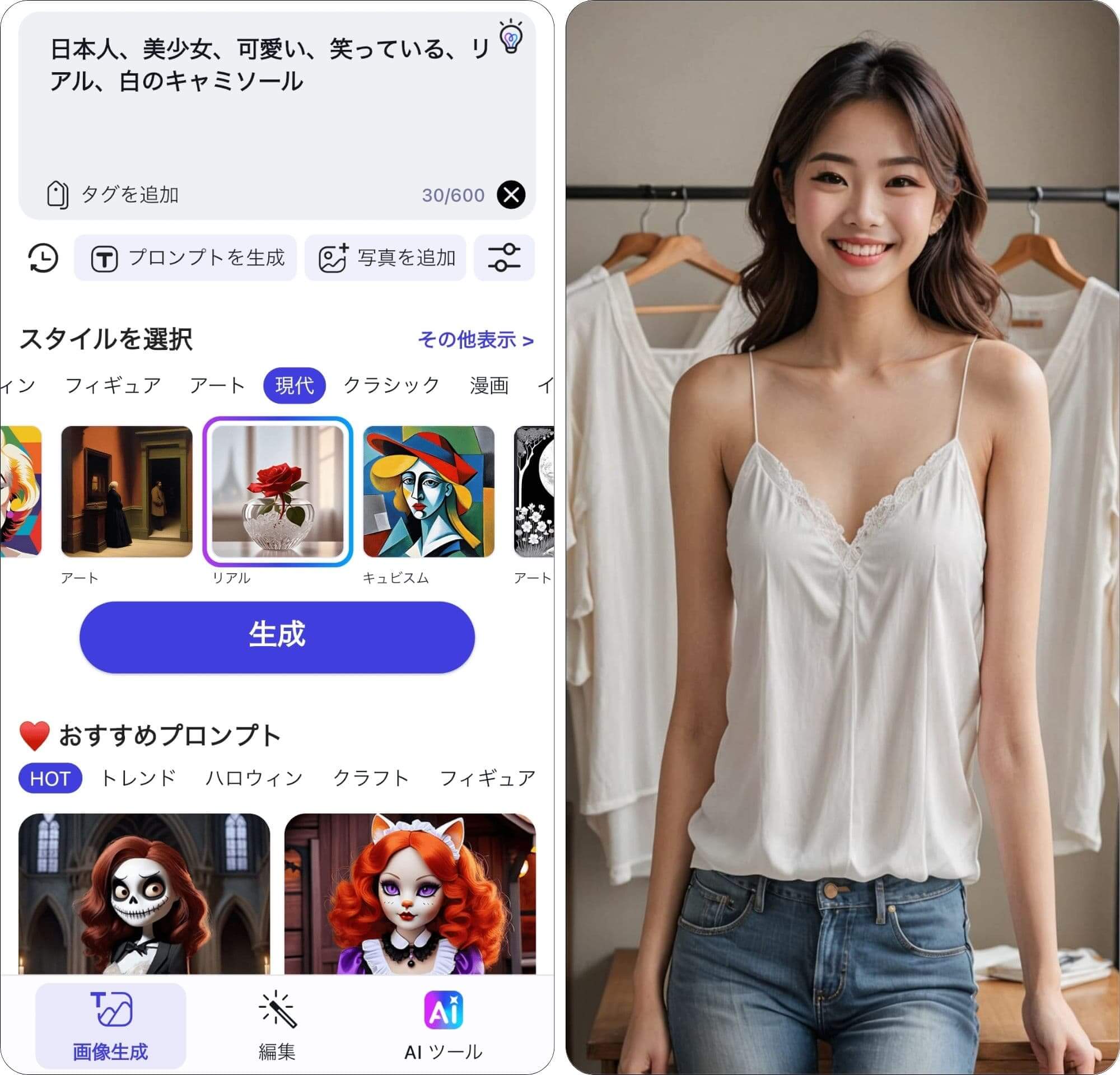 アプリ　画像生成　画面