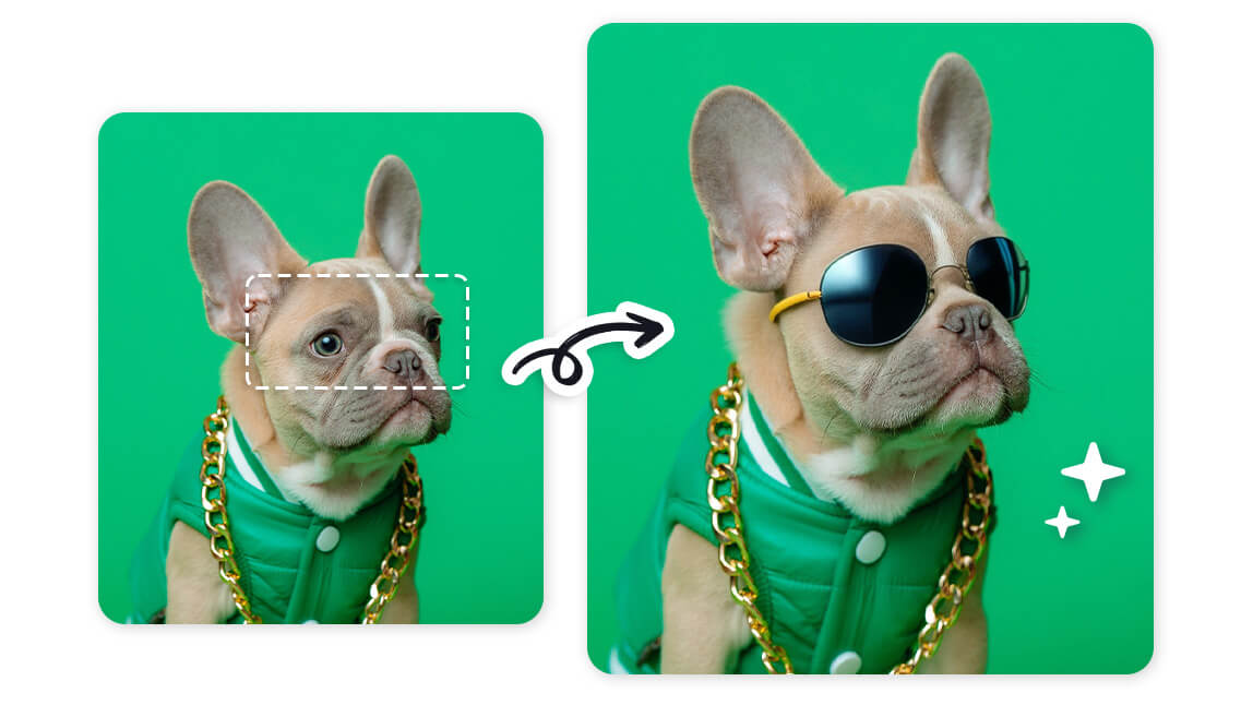 Vorher-Nachher: Hund mit und ohne Sonnenbrille