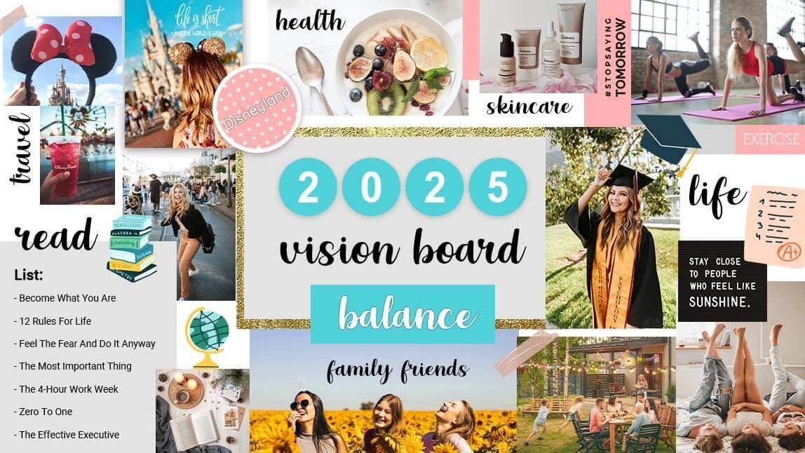 Crea el mejor tablero de visión con el que podrás plasmar tus objetivos, sueños y propósitos de una forma divertida, fácil, personalizada.